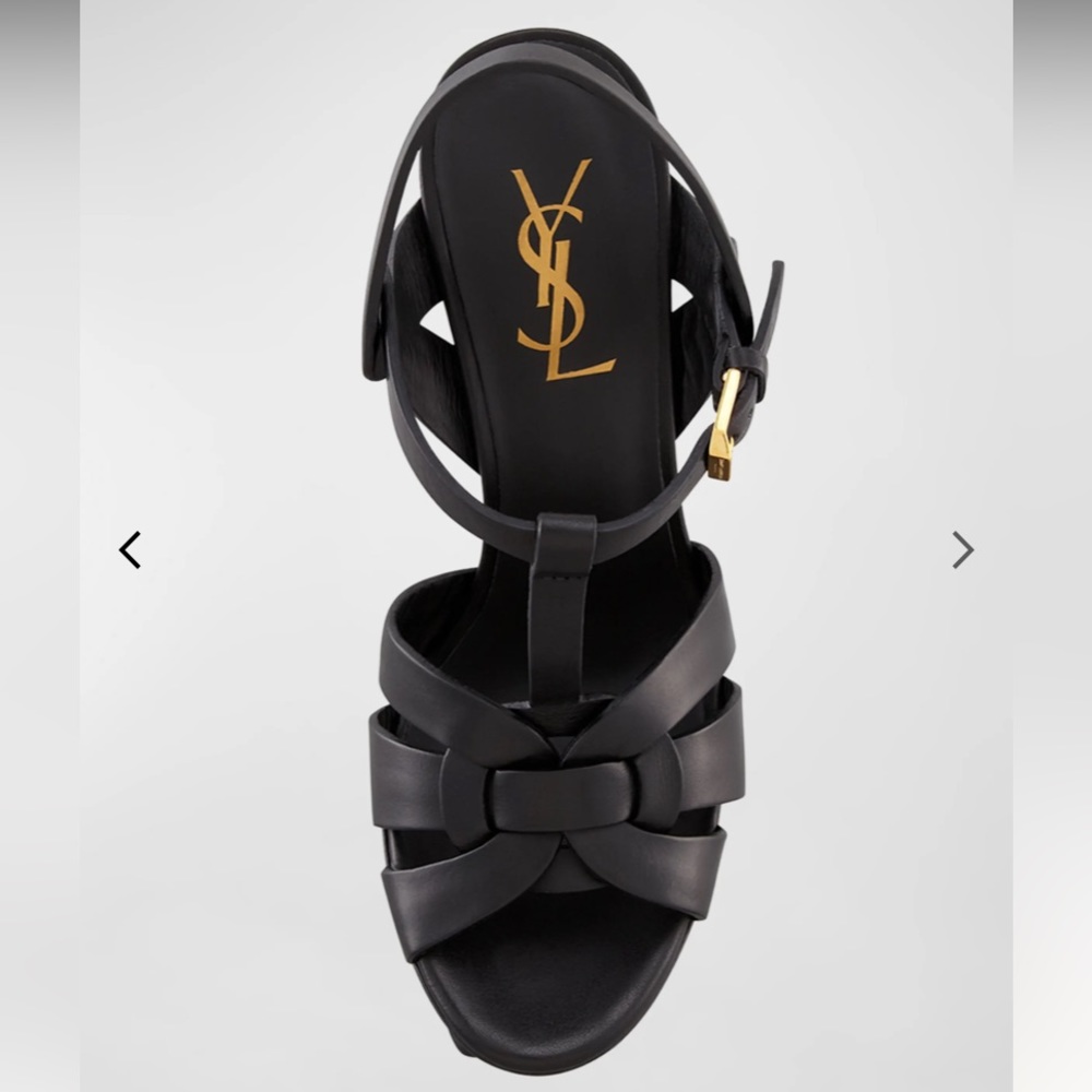 Saint Laurent Tribute 105 Leather Platform Sandal - Picture 12 of 14